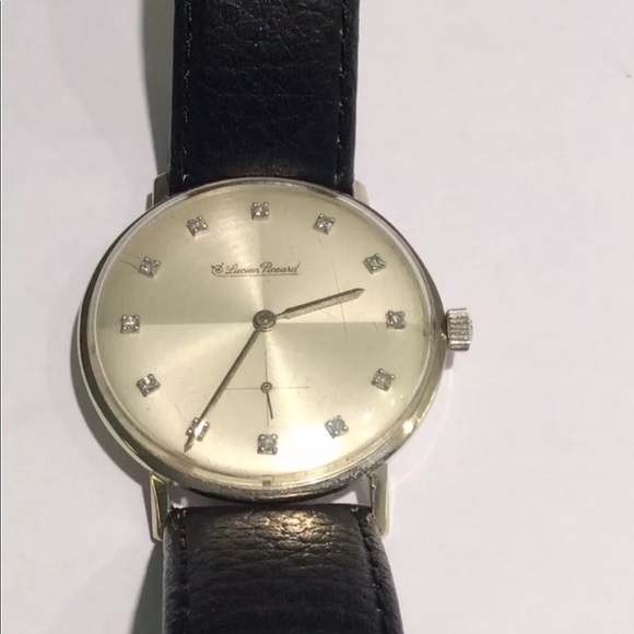 Lucien Piccard Diamond watch, black leather strap - Picture 6 of 7